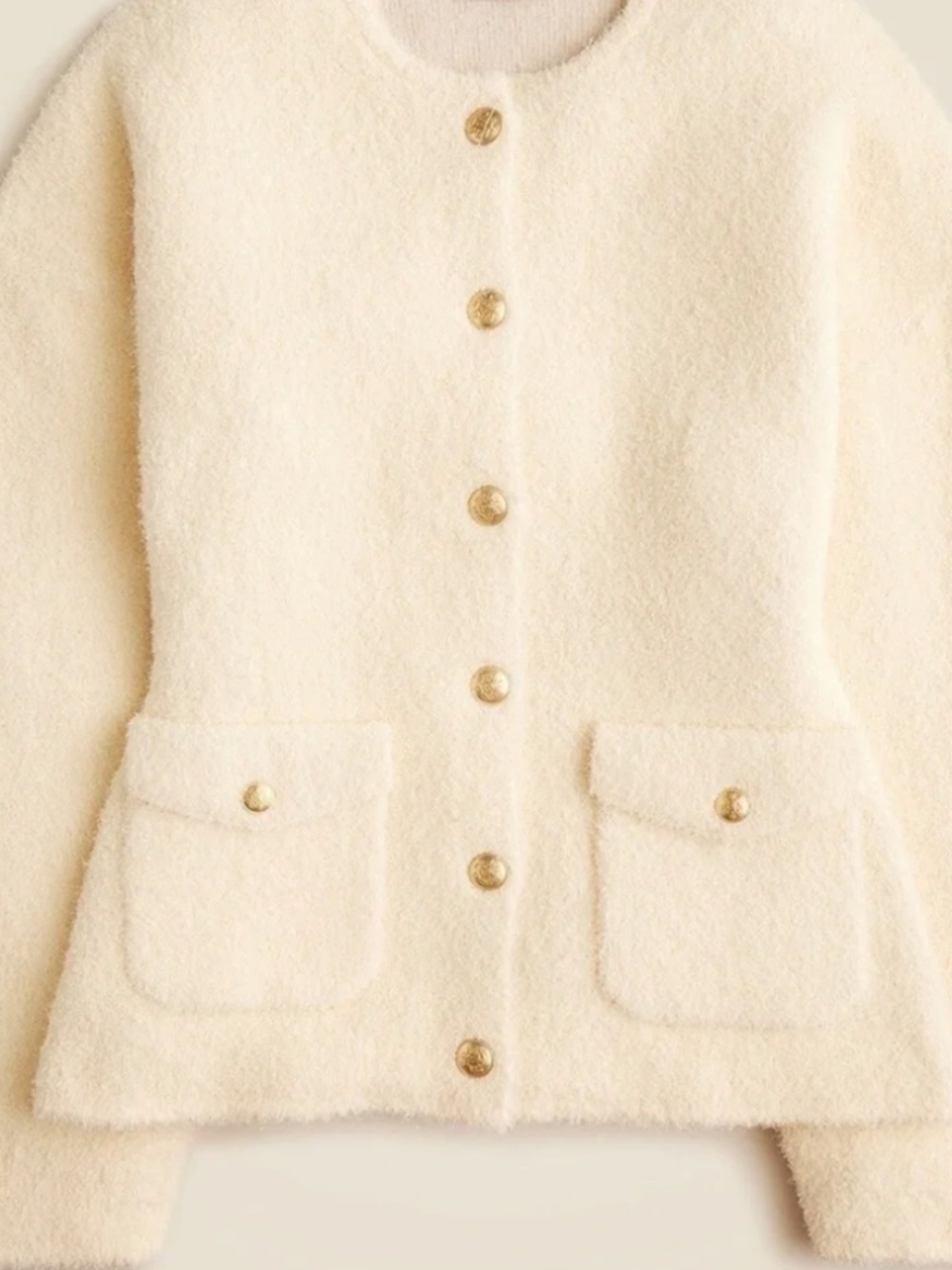 J.Crew NWT 2025 Cinch waist Sweater Lady Jacket Blazer size M cream gold buttons